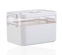 HIKENRI Medicine Storage Box,Household Medicine Organiser,First Aid Box,Double Layers Multi Grid Medicine Box,Portable with Lid Medication Storage Box Medicine Cabinet for Home,School,Office (M)