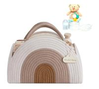 HIKENRI Nappy Caddy Organiser,Portable Baby Caddy Organiser,Diaper Basket with Detachable Compartments,Sturdy Cotton Rope Basket for Baby Girl & Boy,For Nappies,Wipes,Clothes,Toys(Khaki)