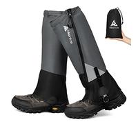 HIKENTURE Gaiters for Men Women, Gators for Hiking with Waterproof Zipper, Anti-Tear Adjustable Walking Gaiters, Breathable Boot Leg Gaiters for Outdoors(Black&Gray-L)
