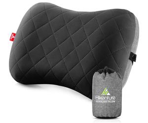Hikenture Inflatable Camping Travel Pillow with Removable Cushion Cover, Ergonomic Pillow, Comfortable Neck Pillow for Travel/Outdoor, Inflatable Travel Neck Pillow, Blue/Black/Grey