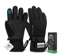 HIKENTURE Winter Gloves Men Women 3M Thinsulate Ski Gloves, Waterproof Gloves Winter Warm, Windproof Touchscreen Snowboard Gloves for Skiing, Cycling, Motorcycle, Running, Black-M