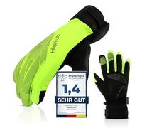HIKENTURE Winter Gloves, Waterproof Cycling Gloves Winter Men Women Windproof Ski Gloves Cycling Gloves with Cross Country Gel Padded Men Women for Outdoor Use Yellow Green M