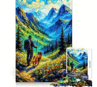 Hiker And Dog in Mountain Landscape for Adults 1000 Piece Jigsaw Puzzle Brain Exercise Tension Relief Real Challenge Classic Xmas Gift (38x26cm)