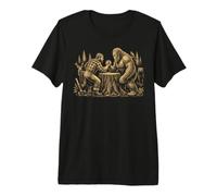 Hiker Arm Wrestling Bigfoot Forest Camping Hiking Humor Premium T-Shirt
