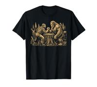 Hiker Arm Wrestling Bigfoot Forest Camping Hiking Humor T-Shirt