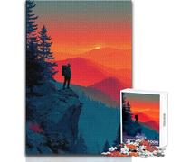 Hiker at Sunset Mountain Vista 1000 Piece Puzzle For Adults Play And Learn Smart Activity Unique Heartfelt Celebration Gift Size 38x52cm