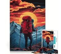 Hiker Backpack Sunset 1000 Piece Jigsaws for Teenagers Puzzle Reason Skill Fine Thick Happy Challenge Table Accent (38x26cm)
