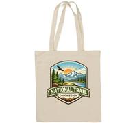Hiker Exploring Sunrise Mountain Trail Natural Cotton Tote Bag White