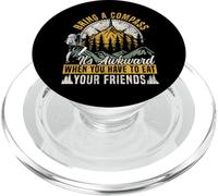 Hiker Hiking Retro Vintage Bring A Compass It's Awkward When PopSockets PopGrip for MagSafe