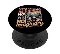 Hiker Wife Retro Vintage Yes! He's Hiking No! I Don't Know PopSockets Adhesive PopGrip