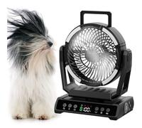 HIKERBRO Oscillating Table Camping Fan With Light, 20000mAh Battery Powered Portable Rechargeable Fan, 9-Speed, Digital Display, Remote, Hanging Light For Outdoor, Camping, Tent, Car, Travel