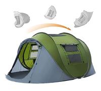 HIKERBRO Pop Up Tent, 4 Person Instant Tent with Skylight, Waterproof Instant Pop Up Tent with Rainfly, Easy Setup Camping Tents, 2 Doors & Windows, 4 Men Automatic Family Tent for Hiking, Traveling