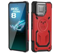 HikerClub Case for Asus ROG Phone 8 and ROG Phone 8 Pro (2024) with Camera Stand, Compatible with Air Trigger, Built in Len Cover Military Grade Shockproof Protective Cases Red
