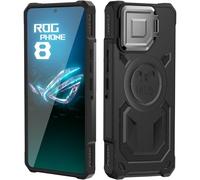 HikerClub Case for Asus ROG Phone 8 and ROG Phone 8 Pro (2024) with Camera Stand, Compatible with Air Trigger, Built in Len Cover Military Grade Shockproof Protective Cases Black