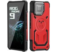 HikerClub Case for ROG Phone 9, ROG Phone 9 Pro, ROG 9 Pro Edition, ROG 9 FE (2024) with Camera Stand, Compatible with Air Trigger, Built in Len Cover Military Grade Shockproof Protective Case Red