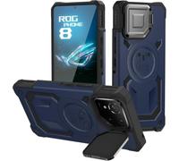 HikerClub for ROG Phone 8 and ROG Phone 8 Pro (2024) Case with Support Compatible with Air Trigger, Shockproof Anti-Slip Bumper Protective Cover (Blue Stand, ROG 8)