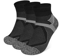 HIKERHEAVENLAR Hiking Socks Men Anti blister Women Walking Sock Breathable Ankle Support Compression Cotton Cushioned Quarter Sports Socks Trekking Running Cycling Summer Lightweight 4-8 Black M 3P