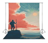 Hikers Hiking Mountains Sunrise Photo Backdrop Background Curtain for Photography Photographic Studio