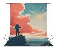 Hikers Hiking Mountains Sunrise Photo Backdrop Background Curtain for Photography Photographic Studio