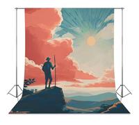 Hikers Hiking Mountains Sunrise Photo Backdrop Background Curtain for Photography Photographic Studio