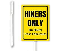 Hikers Only No Bikes Past This Point Yard Sign with Stake 7 x 8.8 inch Aluminum Sign,Easy to Install