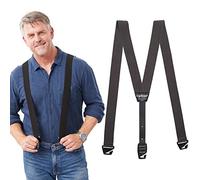 HIKERS - Upfitter Hidden Suspenders for Men Under Clothes - 3 Point Belt Loop, Black, XL