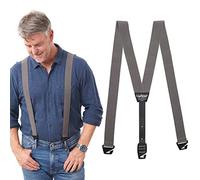 HIKERS - Upfitter Hidden Suspenders for Men Under Clothes - 3 Point Belt Loop, Grey, 51in - 2X