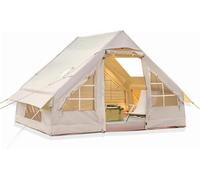 HikerSKY Inflatable Camping Tent with Stove Jack, Cold Weather Blow-Up Air Tent for 2-4 Person, Waterproof Oxford, Easy 5-Minute Set-Up with Hand Pump, Portable 4-Season