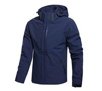 Hikevitang Men's Lightweight Waterproof Jacket Hooded Outdoor Hiking Windproof Jacket (Deep Sea Blue), X-Large