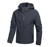 Hikevitang Men's Lightweight Waterproof Rain Jacket,Shell Hooded Outdoor Raincoat Hiking Windbreake jacket, Volcanic Grey, XXL