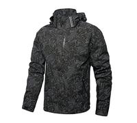 Hikevitang Men's Lightweight Waterproof Rain Jacket,Shell Hooded Outdoor Raincoat Hiking Windbreake jacket, Jungle Black, Large