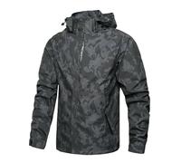 Hikevitang Men's Lightweight Waterproof Rain Jacket,Shell Hooded Outdoor Raincoat Hiking Windbreake jacket, Black-1, L