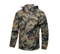 Hikevitang Men's Lightweight Waterproof Rain Jacket,Shell Hooded Outdoor Raincoat Hiking Windbreake jacket, Forest Camouflage, XL
