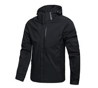Hikevitang Men's Rain Jacket Lightweight Waterproof Hooded Outdoor Raincoat Shell Jacket Adjustable Hiking Windbreaker, Samurai Black, Large