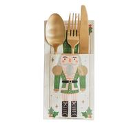 HIKI Hooray Nutcracker Napkins as Cutlery Bag - 10 x 20 cm, 1 Pack = 6 Pieces - Christmas Cutlery Napkins for Festive Table Decoration