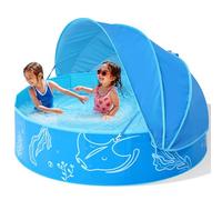 Hikiddy Paddling Pool with Shaded: 47in Pop-Up Splash Pool with Shade for Summer Beach Garden (Blue, 47in)