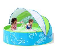 Hikiddy Paddling Pool with Shaded: 47in Pop-Up Splash Pool with Shade for Summer Beach Garden (Green, 47in)