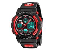 Hikidye Kids' Sports Watch for 3-8 Year Old Boys & Girls, Unisex, Digital, Waterproof, 50M, Stopwatch, LED Backlight, Black, Resin Case, Silicone Strap with Buckle Closure