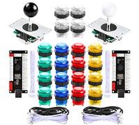 Hikig 2 Player LED Arcade Games DIY Parts Kit 2X USB Encoders + 2X Arcade Joysticks + 20x LED Arcade Buttons for Raspberry Pi and Windows