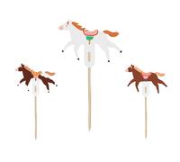 HIKIhooray Horse Muffin Decorations - 6 Pieces 3 Designs - Height Approx 13cm - DIY Cake Toppers - Pastel