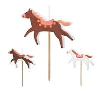 HIKIhooray Horse Party Collection Decoration & Baking Accessories in Pastel Cake Topper Candles, Muffin Decoration, Plate Diameter 23 cm, Cup 220 ml, Paper Straws, Snack Boxes Children's Birthday Pony