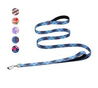 Hikiko Double Handle Dog Leash 6 Foot for Small Medium Large Dogs, Padded Traffic Handles Lead for Walking Training (Blue Plaidl)