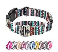 Hikiko Martingale Collar for Dogs with Bohemia Tribal Pattern Soft Nylon Strong Dog Collars for Small Medium Large Dogs Walking Training (Tribal,Large)