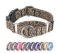 Hikiko Martingale Dog Collar, Classic Leopard Collar for Small Medium Large Dogs, Durable Escape Proof Collars (Leopard, L)
