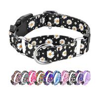 Hikiko Martingale Dog Collar with Buckle for Small Medium Large Dogs Soft Nylon Daisy Collars Training Walking (Pure Dangling, M)