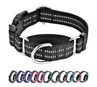Hikiko Martingale Dog Collars Reflective Nylon Dog Collar with Quick Release Buckle Adjustable Training No Slip Dog Collar (Medium, Black)