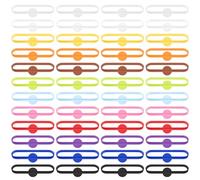 HIKIMA 48Pcs Silicone Drink Markers Reusable Cup Glass Tags for Wine Beer Mugs Bottles, Party Drink Identifiers, Stretchable Name Bands for Cocktail Guest Labeling