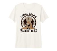 Hiking and Dogs Wagging Tails Love to Hike Mountain Camping Premium T-Shirt