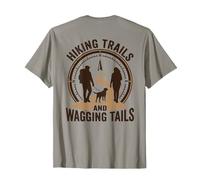 Hiking and Dogs Wagging Tails Love to Hike Mountain Camping T-Shirt