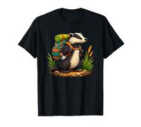 Hiking Badger Backpacking Animals Funny Cartoon T-Shirt